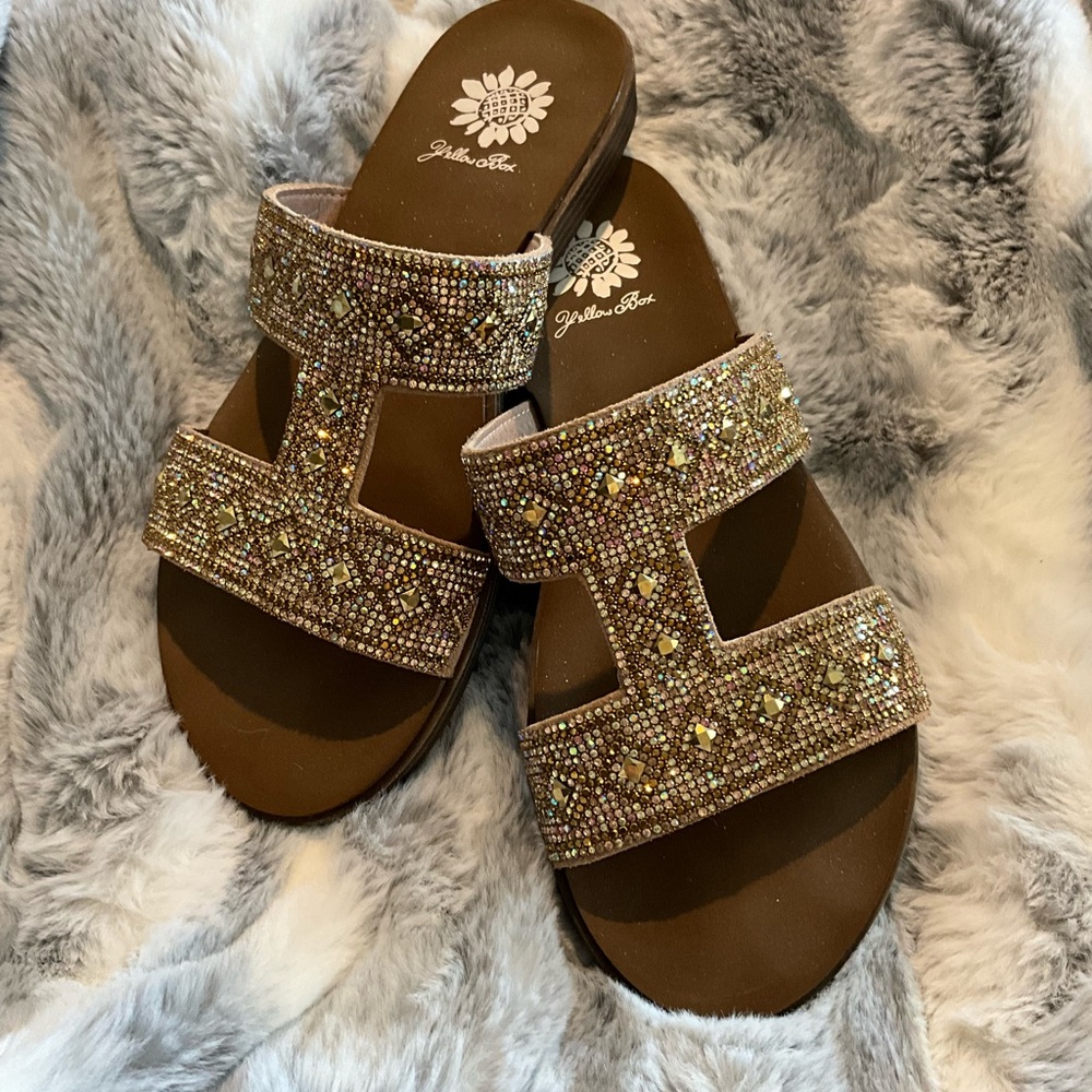Yellow Box Dublin Slide Sandals with Sparkling Straps